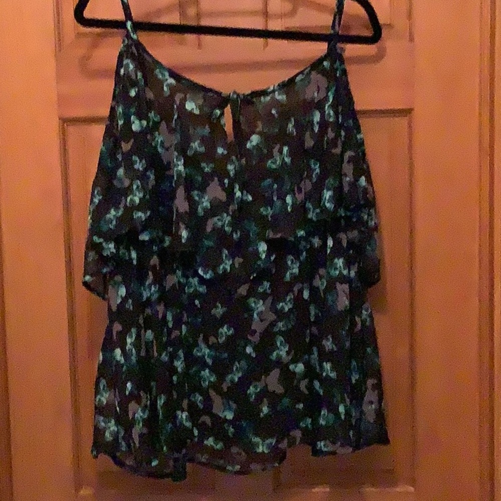 Torrid - Butterfly Chiffon Ruffled Cold Shoulder Blouse